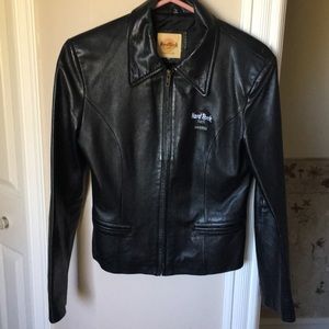 XS Black leather Hard Rock Cafe Madrid jacket